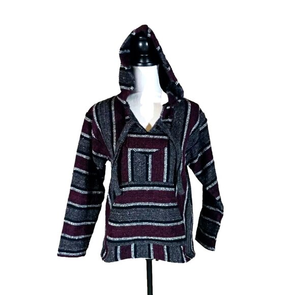 Mexican Baja Sz S Hoodie Womens  Hydration Nation Hippie Pullover Surfer Poncho - Picture 1 of 11